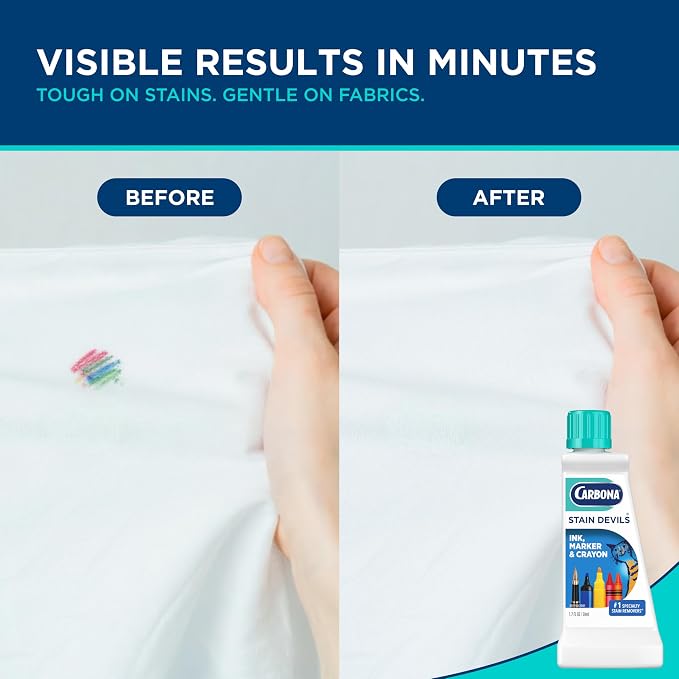 Carbona Stain Devils® #3 | Ink, Marker & Crayon | Professional Strength Laundry Stain Remover | Multi-Fabric Cleaner | Safe On Skin & Washable Fabrics | 1.7 Fl Oz, 3 Pack