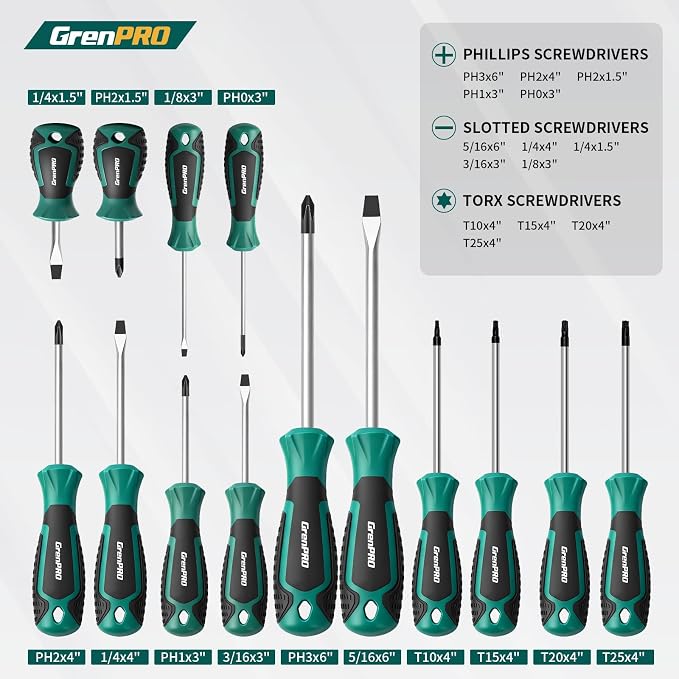 GRENPRO Screwdriver Set Precision 90pcs, S2 Alloy Steel Small Screwdriver Set, Torx Screwdriver Sets with Sturdy Tool Box, Includes Slotted Phillips Torx Tool Kit