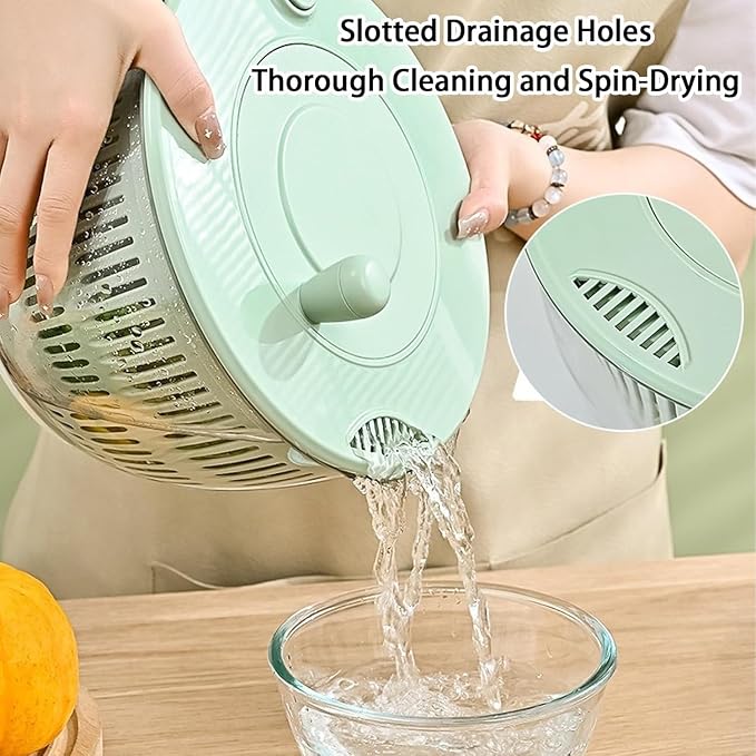 2026 New Large Capacity Multi-Function Salad Spinner, One-Hand Pump Lettuce Spinner with Slicer and Vegetable Grater, Clear Serving Bowl with Quick Stop Button for Crisp Greens and Fruits (Green)