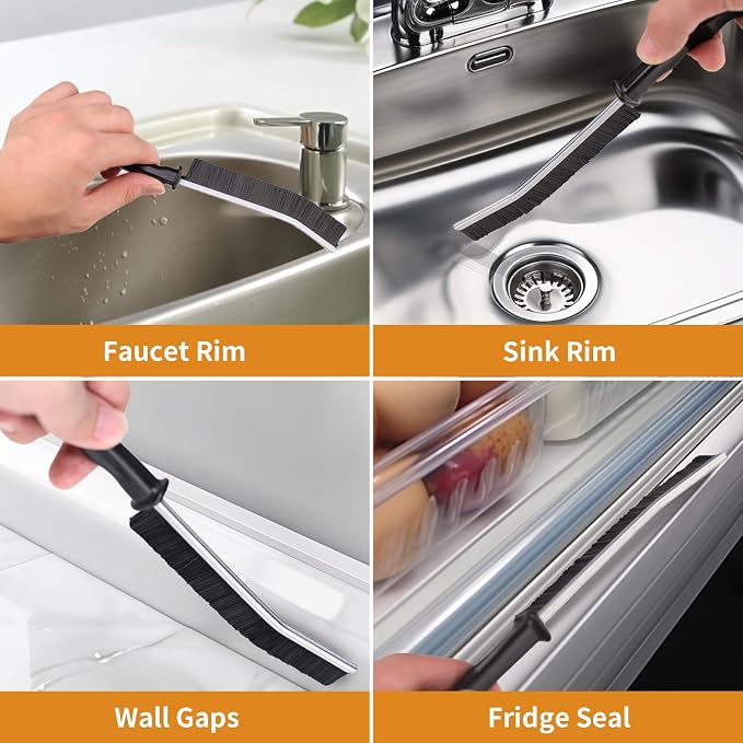 2 Pcs Crevice Cleaning Brush Hard Bristle Gap Brush Multifunctional for Bathroom Household Kitchen Tiles Window Crevice Cleaning Tool (Style 3)