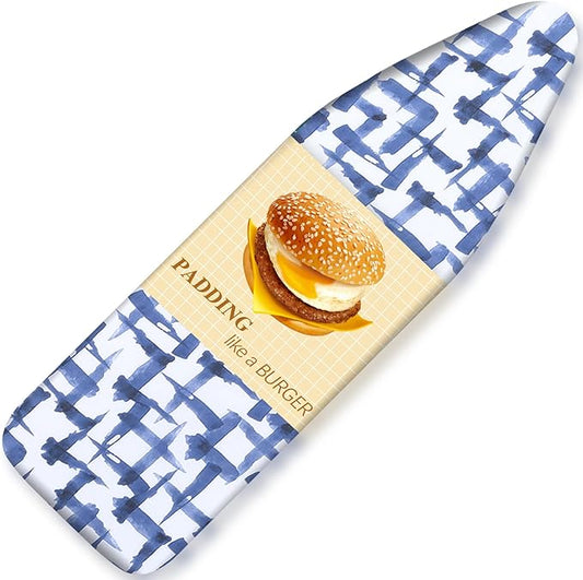 Ironing Board Cover and pad - 15 x 54 Thick Padding 4 Layers with 2" Elastic, Stain Resistant & Durable Scorch, 2 Buckles for Easy Installation in Laundry Room, Blue Brushstrokes (NO Board)