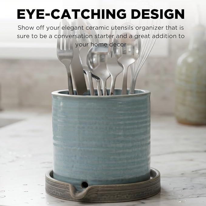 GUTE Utensil Holder Drying Strainer - Sink Utensils Rack, Cutlery Drying , 6x5x5, Silverware Organizer Drainer Basket Caddy, Kitchen Dryer Countertop Cooking Drain - Also For Bathroom Toothbrushes