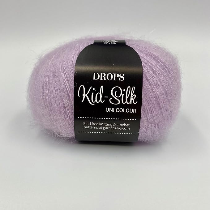 Drops Mohair and Silk Yarn Kid-Silk, 0 or Lace, 2 Ply, 0.9 oz 230 Yards per Ball (09 Light Lavender)