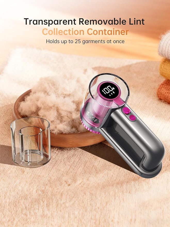 2-in-1 Rechargeable Fabric Shaver & Lint Remover,1800mAh | 3-Speed Lint Shaver with Digital LED Display, Type-C Fast Charging Port, Portable for Clothes, Furniture, Couches, Blankets
