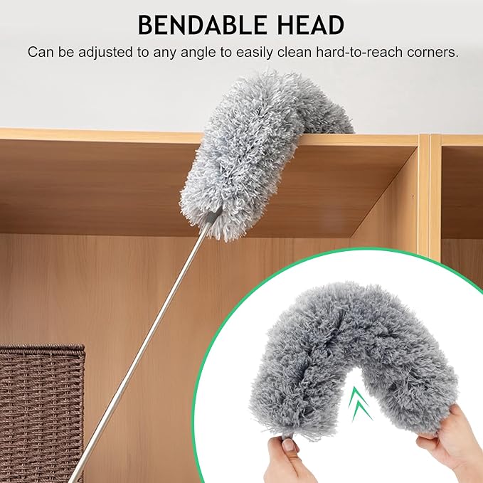 SetSail Extra-Long Dusters with Extension Pole 100-inch for Cleaning, Bendable Microfiber Head Washable Ceiling Fan Duster for High Ceilings, Furniture | Bendable Microfiber Head, Washable, Ceiling Fan Duster, For High Ceilings and Furniture