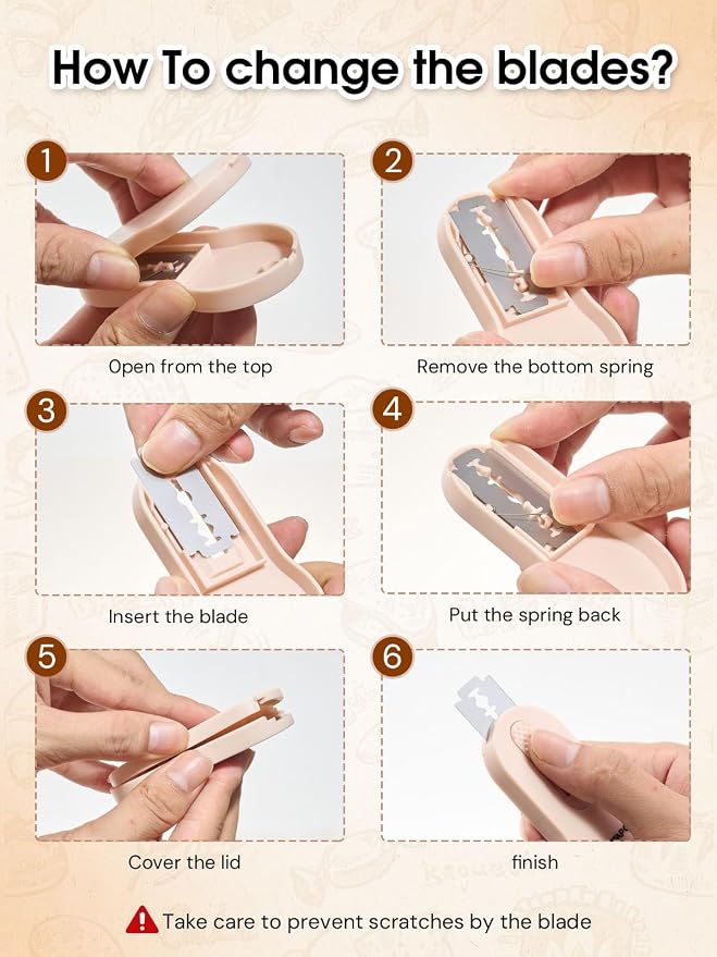 Bread Lame Dough Scoring Tool with Extractable & Magnetic - Bread Knife Sourdough Scoring Tool - Sourdough Bread Baking Supplies - Scoring Patterns Booklet Includes 5 Bread Razor Blades (Cream)