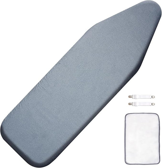 SheeChung Ironing Board Cover and Pad 18"x49",Extra Thick Padding and Cotton Cover,Scorch and Stain-Resistant Iron Board Cover,Elastic Edge & Adjustable Fasteners,Fits Wide Ironing Board