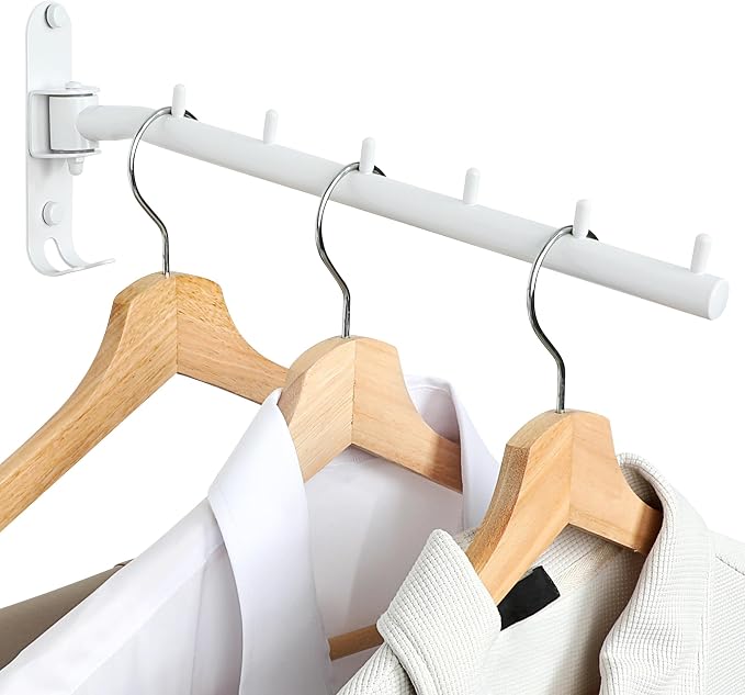 Alise Wall Mounted Clothes Drying Rack,Swivel Clothes Hanger,White,1Pcs | Space Saving Laundry Rack,Heavty Duty Stainless Steel Clothes Wall Drying Rack for Laundry Closet Bedroom/Bathroom