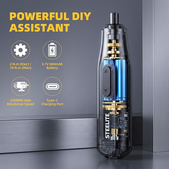 Electric Screwdriver Set, 35 in 1 Cordless Lithium Kit, 250 RPM, 2–10 N·m Torque, USB Rechargeable,Power Tool for Home Repair, Furniture Assembly, DIY Projects