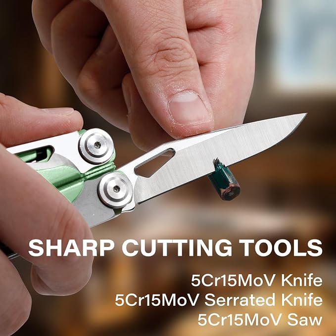 Multitool, 21-in-1 Multi Tool Pliers with Nylon Sheath | Safety Locking & Spring-Action Scissors Heavy-duty Stainless Steel Set for Work, Home, Garden, DIY & Auto, Mint Green