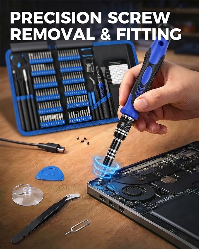 PC Building Tool Kit 140-IN-1: Computer Tool Kit for Repair & Assembly, Precision Screwdriver Set with Magnetic Bits for Laptop, iPhone, MacBook, PS4/5, Xbox, Game Console (Blue) | Laptop, Phone and Game Console Repairs, CRV Bits, Flexible Shaft, Magne...