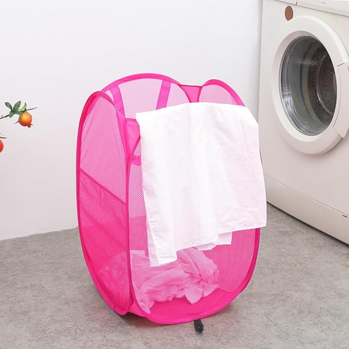 2Pcs Pop Up Laundry Hampers for Cruise. Foldable Mesh Laundry Basket | ollapsible Space Saving Design, Large Side Pocket Storage Basket for Bedroom, Laundry Room, Apartment, Travelling, Dormitory