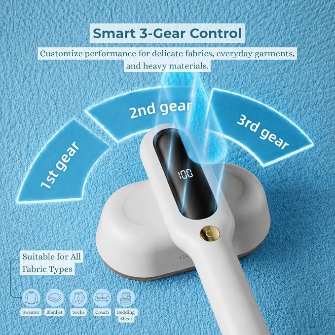Fabric Shaver, Rechargeable Lint Remover, Pearl White | 2600mAh Powerful Battery, 9500 RPM with 3 Speeds, Includes 4 Extra 6-Leaf Blades