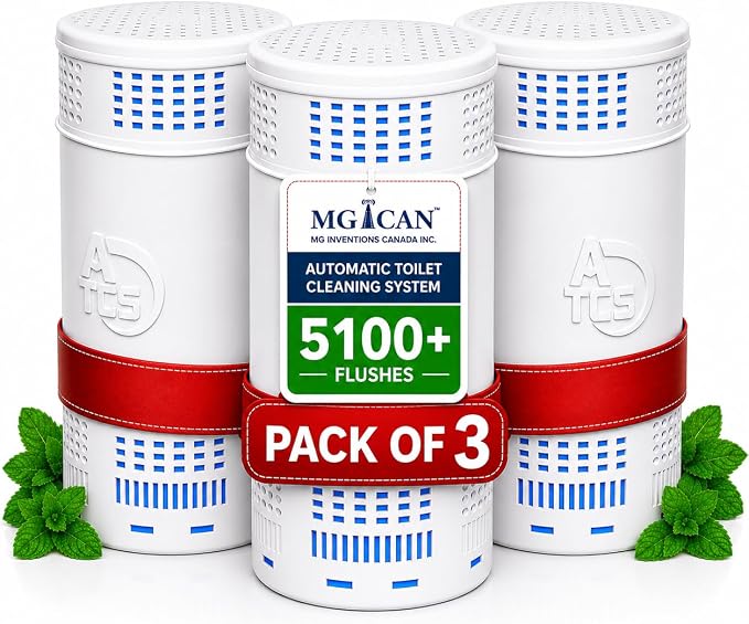 MGICAN Patented Automatic Toilet Bowl Cleaner System (ATCS) 1700+ Flushes - Non Toxic Toilet Bowl Cleaners for Hard Water Stains - UL-Certified Toilet Cleaner 1 Year Supply (3 Pack)