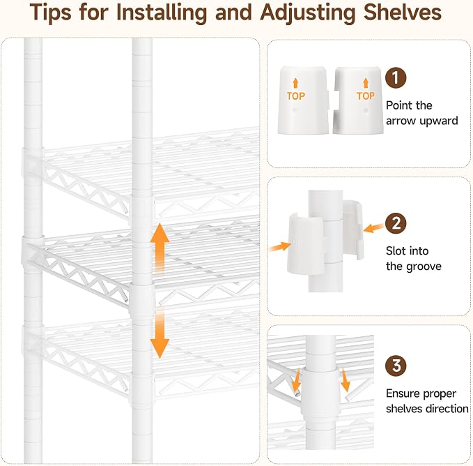 S3 Expandable Heavy Duty Clothes Rack, Freestanding Closet Organizer System | 5'8" to 8'3" Max Load 1200LBS Metal Garment Rack Portable Closet System with 4 Extendable Shelves & 4 Telescopic Rods White