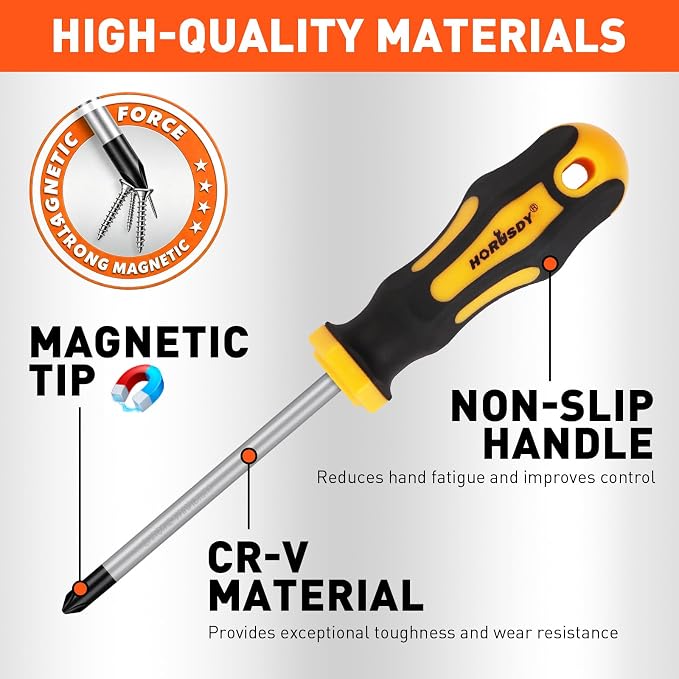 HORUSDY 11-Pieces Magnetic Screw driver, Magnetic 5 Phillips and 5 Flat Head Tips for Fastening and Loosening Seized