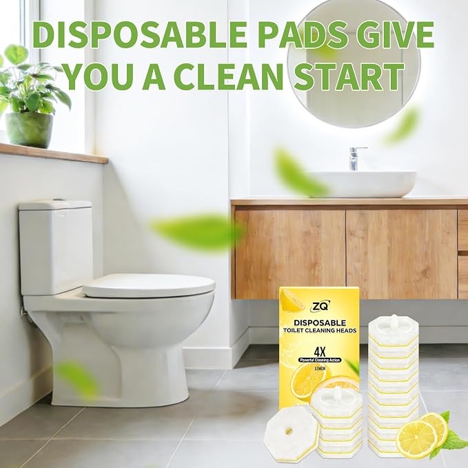 60 Count Toilet Wand Refills for Clorox and Most Named Wand, Lemon Scent | Disposable Toilet Brush Heads, Toilet Bowl Cleaner, Pre-Loaded Cleaning Formula, Lemon Scent, Bathroom Cleaning Supplies
