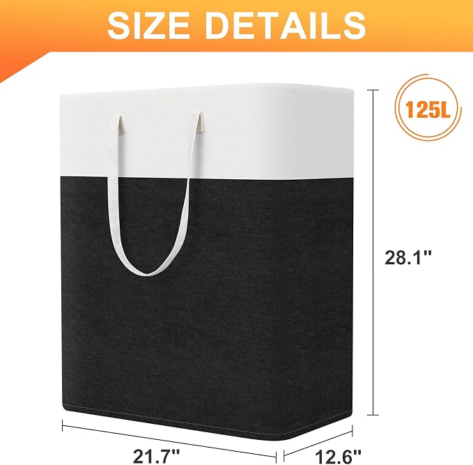 TasticTotes Laundry Basket 3-Pack, Laundry Hamper, 125L-Black | Clothes Laundry Hamper, Collapsible Laundry Basket, Freestanding laundry hamper with Handles, Towel Storage for Home or Dorm