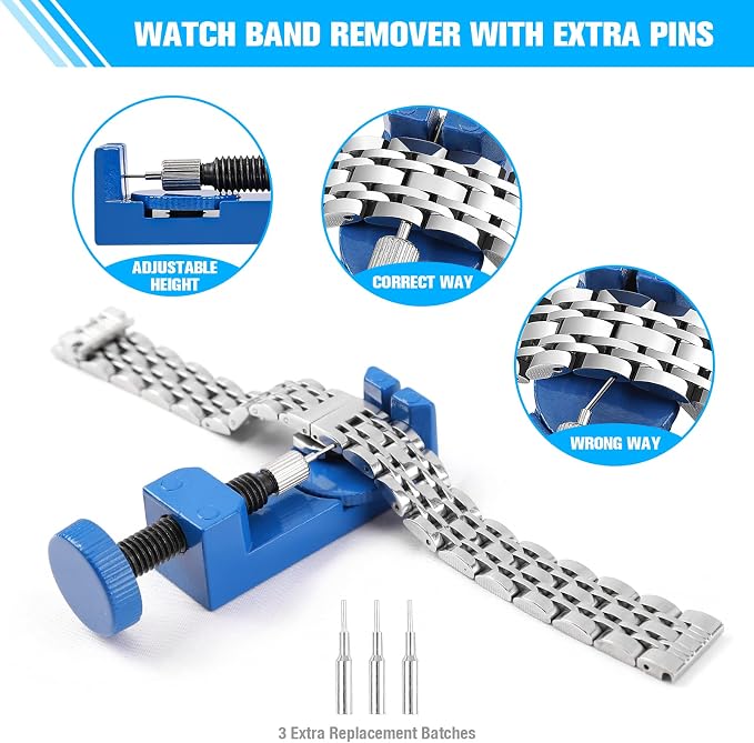 Watch Repair Kit, BYNIIUR Watch Battery Replacement Tool Kit, Watch Repair Tools & Kits, Watch Link Removal Tool Kit Watch Band Tool Set with Carrying Case, Watch Case Opener Spring Bar Tools
