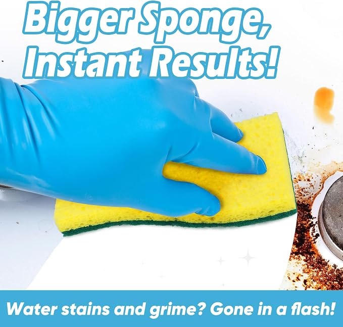AIDEA XL Scrub Sponges Kitchen 6Count, Heavy Duty Sponges for Dishes | Extra Large Sponges for Kitchen, Cleaning Sponge Safe for Non-Coated Cookware, Cleaning Power for Bathroom, Household
