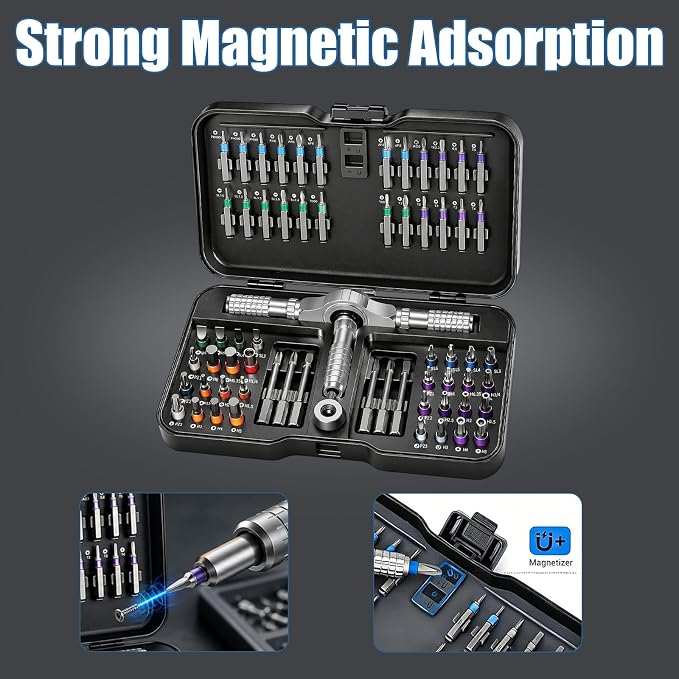 2027 New 66 in 1 Magnetic Screwdriver Set, DIY Ratchet Screwdriver Set | Multifunctional Toolbox with Detachable Ratchet Handle, Portable Precision Repair Tool Kit for Furniture & Electronic Device