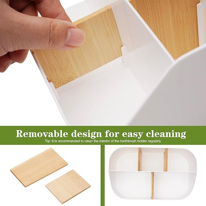 Ayswupt Electric Toothbrush Holders for Bathrooms,White Tooth Brushing Holder,Kids Toothpaste Holder with Dividers,Bathroom Countertop Organizer,Tooth Brush Storage Caddy for Sink Vanity Office