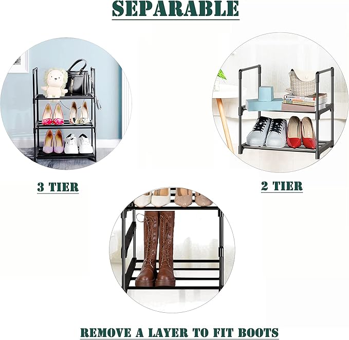 OYREL Shoe Rack, Sturdy Metal 5 Tier Narrow Shoes Organizer | Closets, Small Space, Entryway, Garage, Door Entrance, Thin Shoe Shelf, Free Standing Shoes Holder