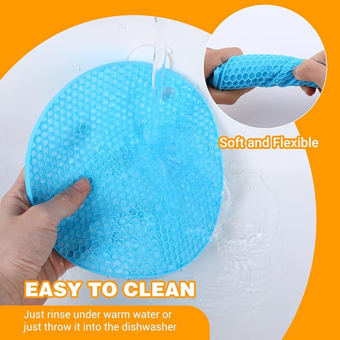 3Pcs Rubber Jar Opener,Round Large Jar Opener Gripper Pad Kitchen Non-Slip Coasters for Weak Hands,6.7x6.7Inch(Gray,Blue,Orange)