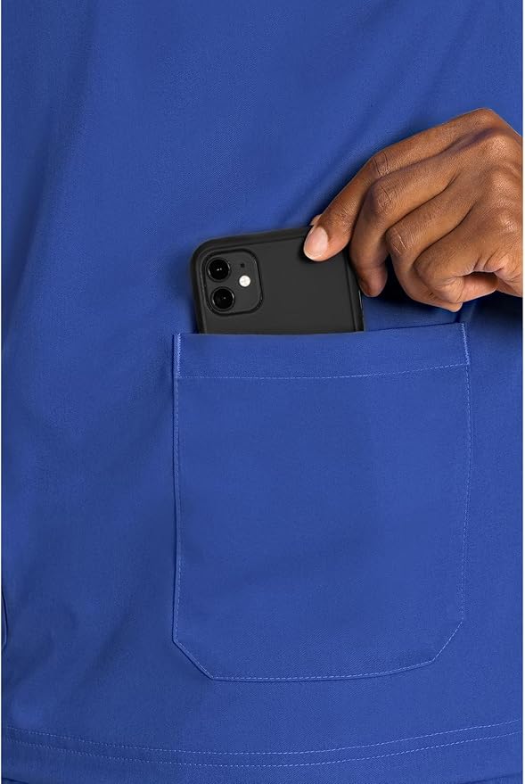 Med Couture Rothwear Touch Mens Scrubs Top 3 Pockets Modern Fit | 2-Way Stretch, Ultra-Soft Fabric, Lightweight Feel, Knit Details, Side Vents, Durable Construction, Easy Care