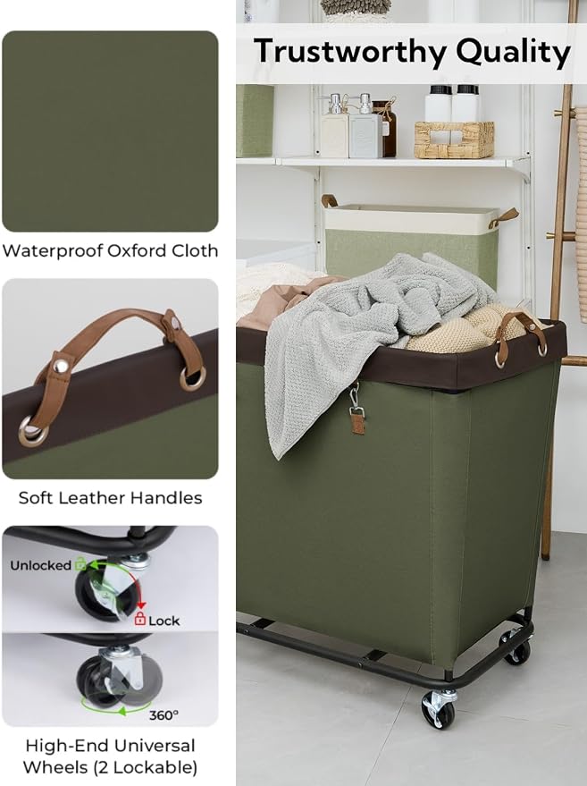 StorageWorks 320L Laundry Basket with Wheels, Rolling Hampers for Clothing