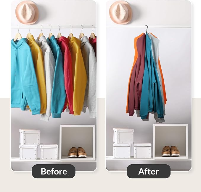 ZEDODIER Hoodie Hangers, Rotatable Hoodie Organzier for Closet, Max 8 Storage Capacity Hoodies Holder, Metal Space Saving Closet Organizers and Storage, Black