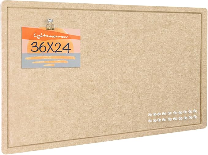 Felt Bulletin Board 36x24 inches, Decorative Pin Board for Home & Office | Cork Board Alternative for Wall with Push Pins, Display Mood Board for Photos, Notes & Reminders