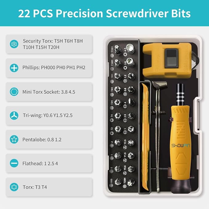 Mini Precision Screwdriver Set: Electronics Repair Tool Kit for Computer Laptop Nintendo Phone PS4 with 35PCS Bits T5 T6 T8 T10 T15 Torx Y00 Tri-wing for Beginner IT DIY