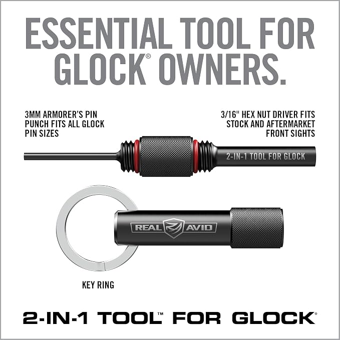 Real Avid Glock Accessories - Choose Between 2-in-1 Tool, 4-in-1 Tool or Pro Pack for Glock (Features Gun Mat, 2-in-1 Tool Cleaning Kit & Mag Tool)