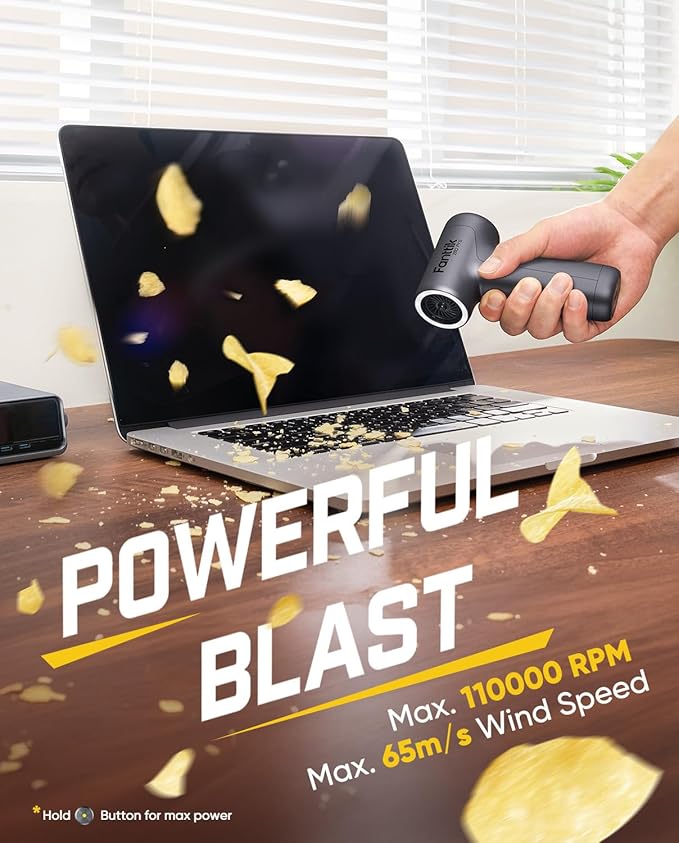 Fanttik B10 Pro Electric Air Duster (Sliver) | 110,000RPM Brushless Motor, One-Tap Booster, 3-Speed Adjustable Control for PC, Keyboard & Electronics