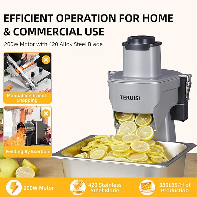 4-In-1 Electric Vegetable Chopper, 200W Vegetable Slicer Food Processor, Veggie Food Cutter With Slicing Shredding Dicing And Striping Function For Commercial Home Use,110V