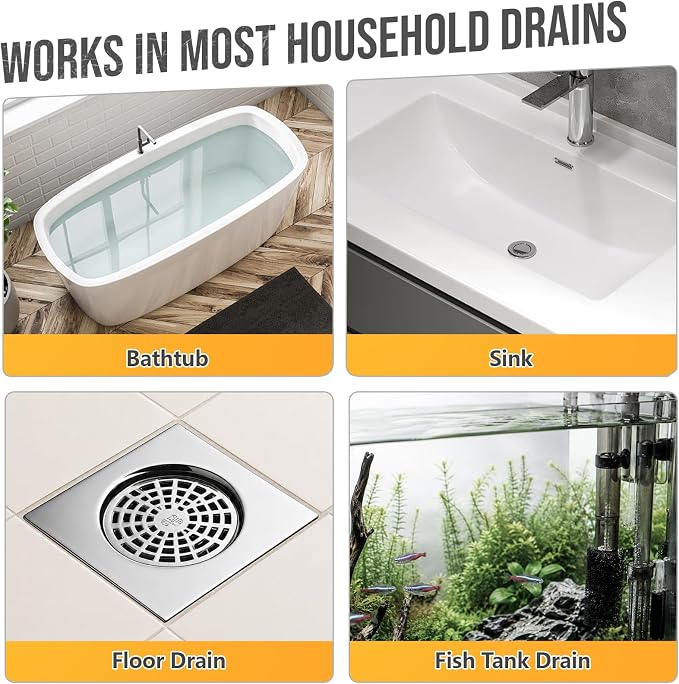 10PCS Drain Snake Kit, 63" Heavy Duty Plumbing Auger, 60" Sink Snake Brush, 20" Clog Remover, 18" Cleaning Brush with Gloves, Pipe Cleaner for Kitchen Sink, Bathtub, Toilet, Sewer Drainage