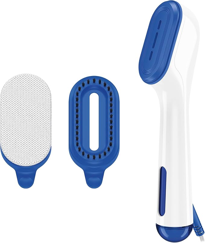 Conair Clothes Steamer, 2-in-1 Travel Steamer & Iron, Anti-Drip, White/Blue | Portable handheld garment steamer for clothes w/ iron, quickly removes wrinkles, dual voltage 120-240V & heats in 75 seconds