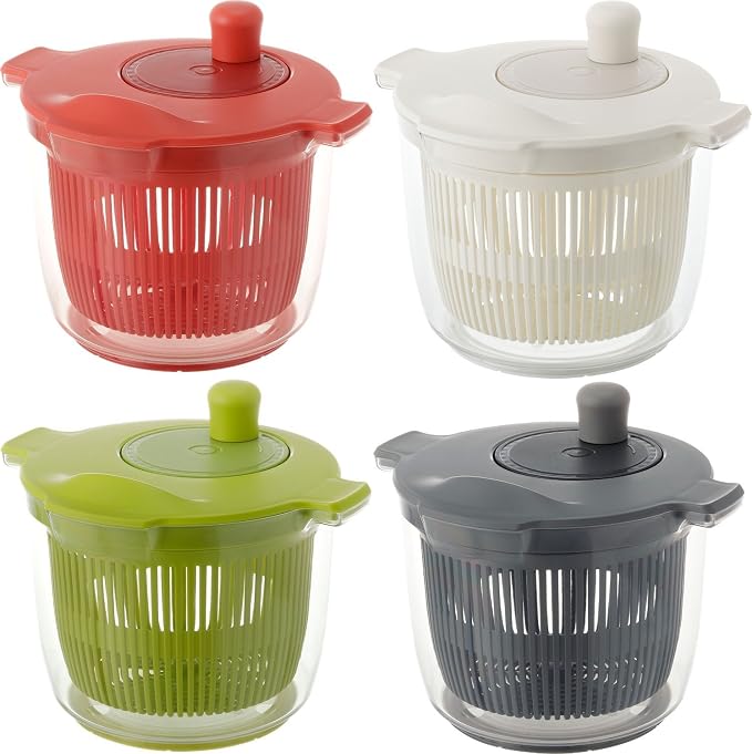 Risu Liberalista Salad Spinner, Vegetable Drainer, White, 0.6 gal (2.3 L), Made in Japan