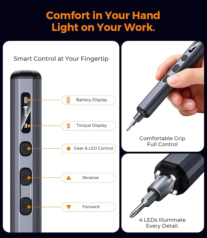 AXTH 76-in-1 Mini Electric Screwdriver Set, [Precise Torque Control] | Magnetic Power Precision Screw driver, Rechargeable Tiny Cordless Repair Tool Kit, for Eyeglass, Watch, Computer, Electronic