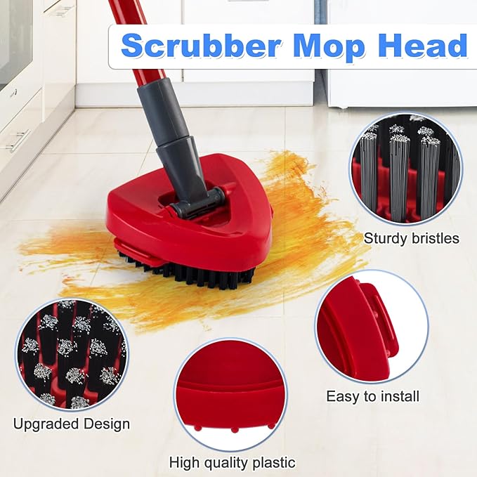 Mop Heads Replacement for Ocedar, Mop Replace Head for Ocedar RinseClean 2 Tank, Microfiber Spin Mop Refills, Include 4 Mop Replacement Head Deep Cleaning Machine Washable with 2 Scrubber Mop Head