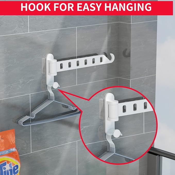 JOOM Clothes Drying Rack Wall Mounted, Foldable Wall Hanger, White 13in Arm | Space Saving Aluminum Wall Mount Clothes Rack for Laundry Room, Closet, Bathroom, Dorm, Apartment, Folds Flat When Not in Use