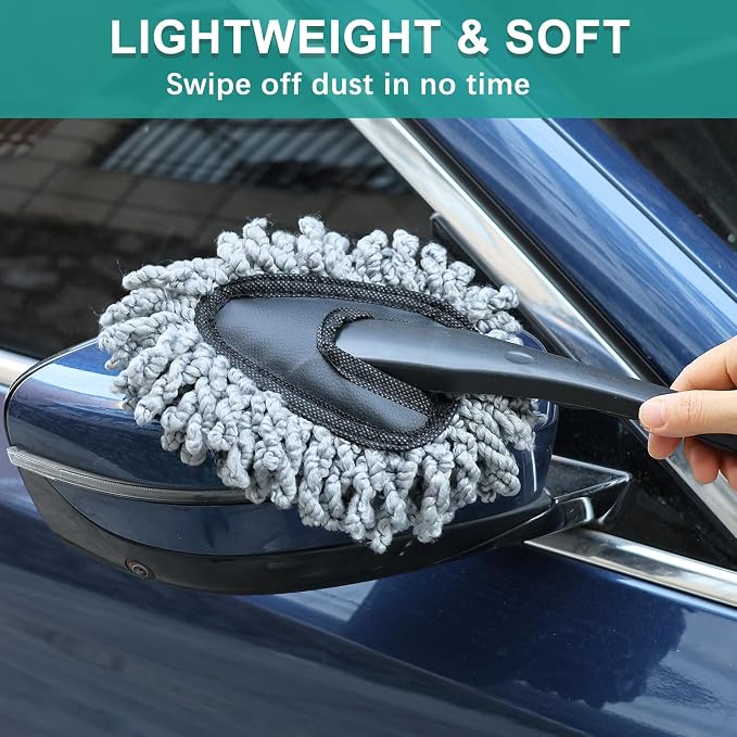 2 Pack Super Soft Microfiber Duster Brush, Dusting Tool, Cleaning Brush, Car Dash Cleaner, Cleaning Tools for Car Cleaning, Home Kitchen, Computer