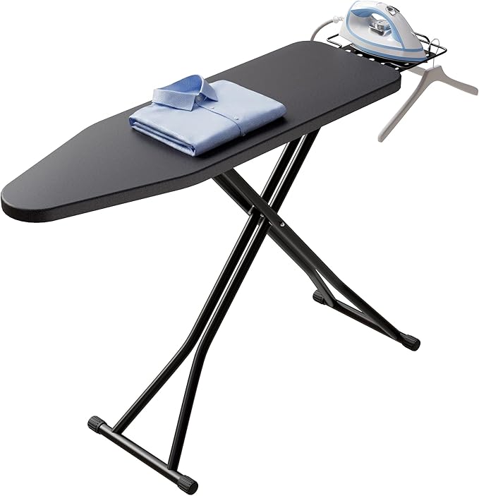 BEWISHOME Foldable Ironing Board Full Size,Height Adjustable Sturdy Iron Board,Compact and Space Save Iron Stand for Laundry Room,Home Use,43" X 13" Black KYB02B