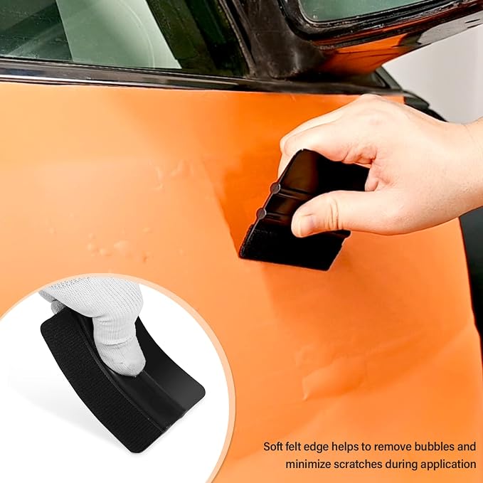 Gomake 20 Pack Vinyl Squeegee with 20PCS Felt Fabric for Tint Film Decal Squeegee Application Tool Vinyl Wrap Installation Wallpaper Smooth Tool (Black and Blue, 20)