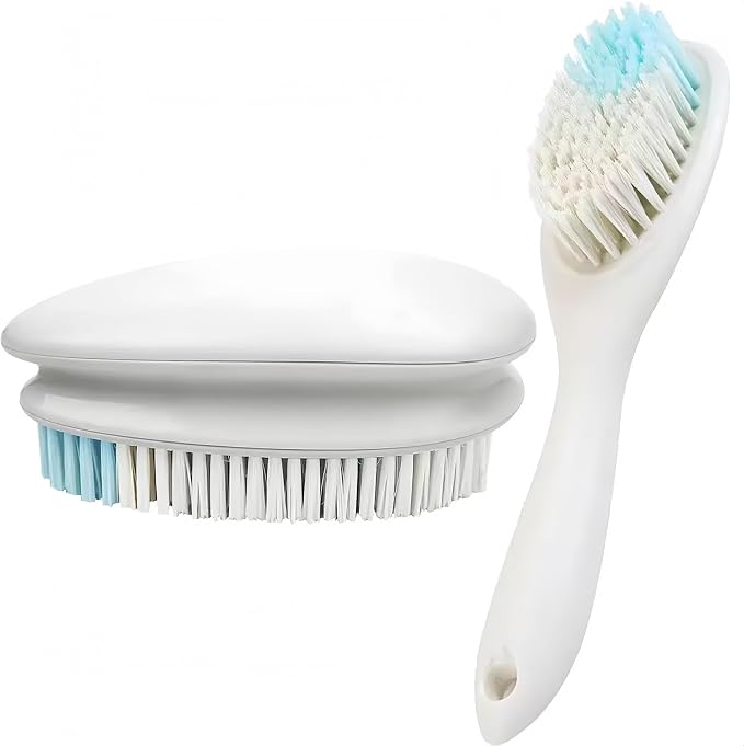 2 Pack Soft Bristle Cleaning Scrub Brush Laundry Brush Scrubber Brush | Soft Scrub Brush for Clothes, Carpet and Fabric Stain Removal, Scrubbing Brush with Ergonomic Handle Household Cleaning
