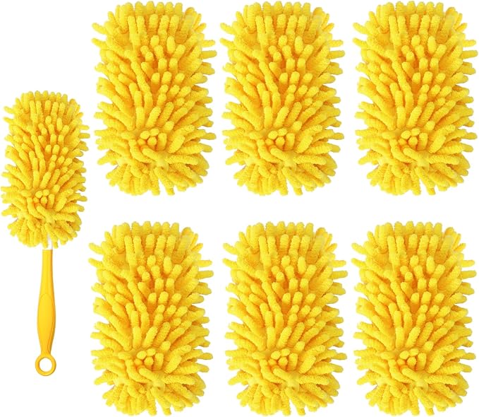 Reusable Chenille Duster Refill Compatible with Swiffer Duster | 360 Heavy Duty Dusters Refills - Washable Microfiber Ceiling Fan Duster for Swiffer Dusters, 6 Pack(Handle is Not Included)