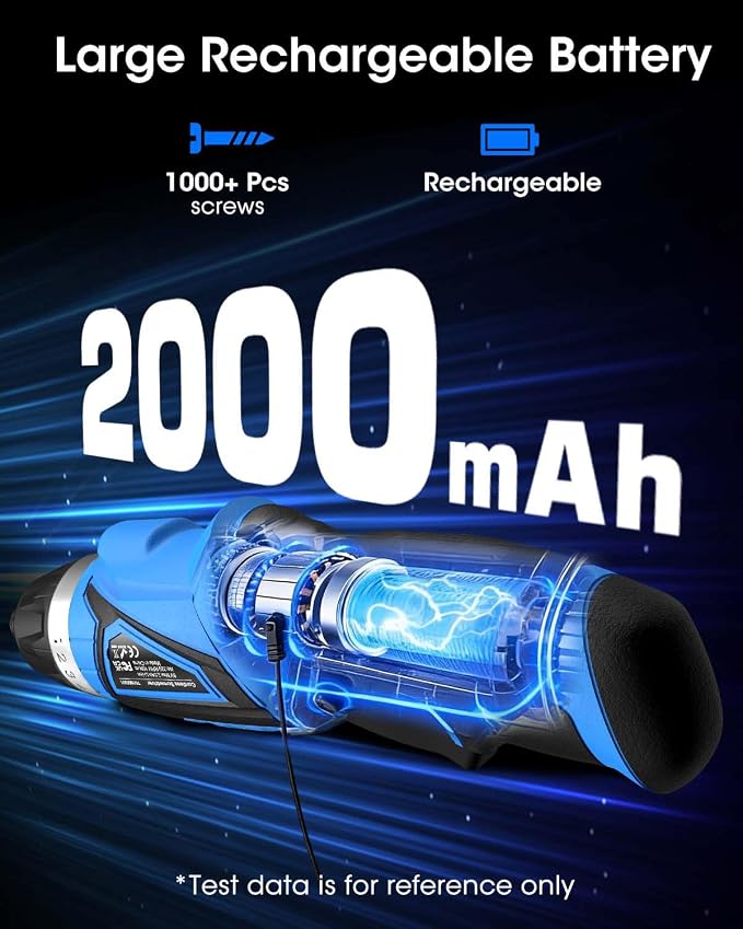 8V Cordless Screwdriver,10+1 Precision Torque Electric Screwdriver | Upgraded Max 10N·m 2000mAh Rechargeable Screw Gun with 50-Piece Kit,180° Pivoting Handle,LED Light,Gift for DIY & Home