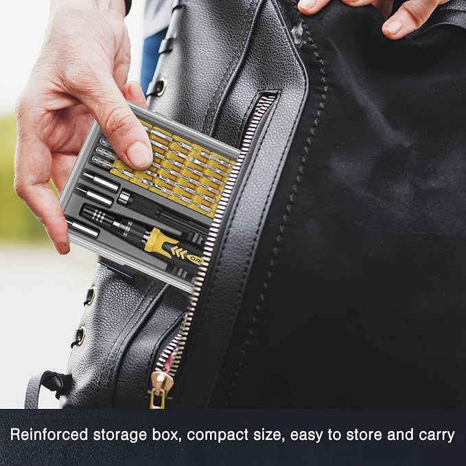 ORIA Small Screwdriver Set, 61 in 1 Precision Screwdriver Set with 57 Bits, Mini Screwdriver Repair Tools with Extension Rod for Mobile Phone, Game Console, Tablet, Yellow