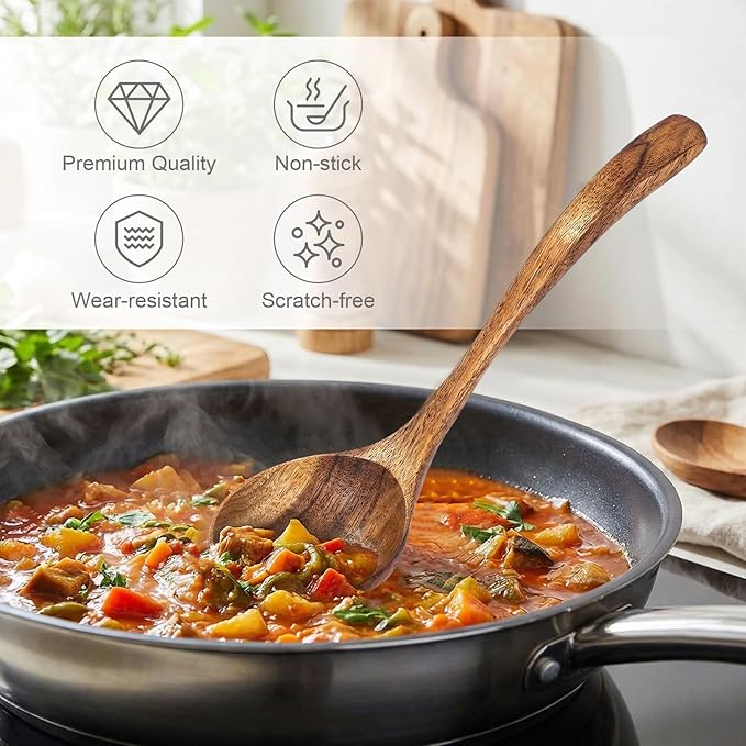 Wooden Small Ladle, Non-Toxic Non-Scratch Natural Acacia Wood Serving Spoon for Gravy, Sauces & Porridge, Ideal for Home Dining, Buffets & Daily Meals, 7.48 Inch